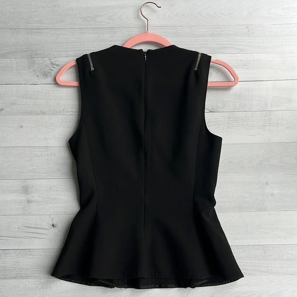 Zara Woman Black Deep V Neck Zipper Peplum Top S - Picture 3 of 6
